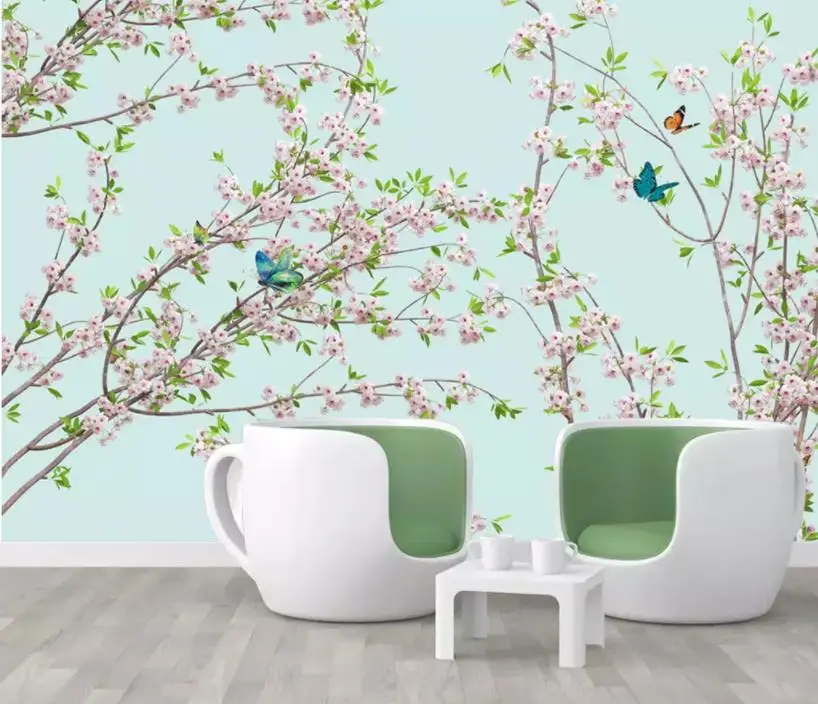 

Living Room Wallpaper 3D Painting Plum blossom peach embossed flower branches background wall Custom Any Size Mural Wallpaper