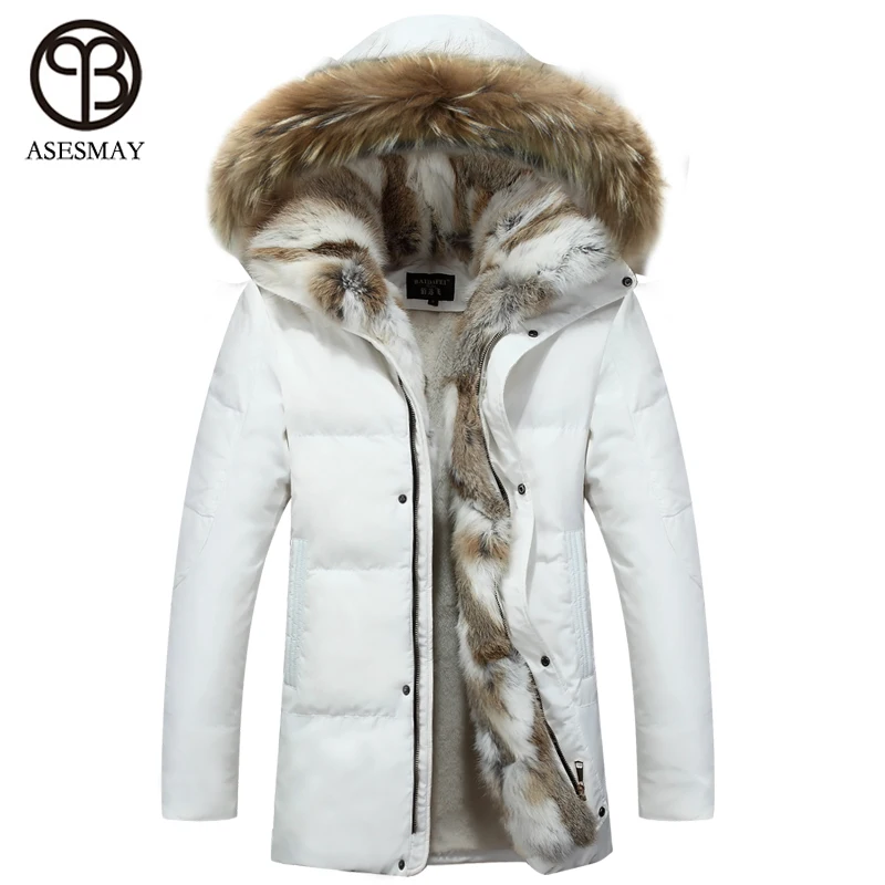 Asesmay-chaquetas con capucha para hombre, ropa de marca, abrigo de invierno, mapache, 2019