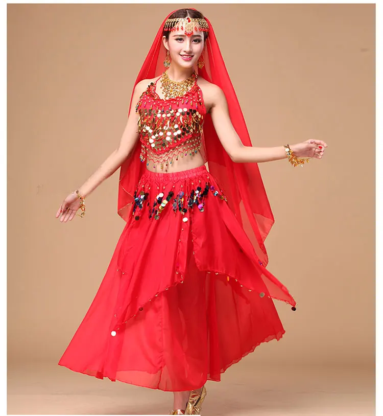 3 pz Performance di Danza Del Ventre Costume di Bollywood Costume Indiano Vestito Vestito Danza del ventre Donne Danza Del Ventre Costume Set