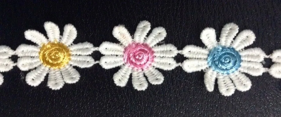 

2.8cm exquisite colorfully dyed yarn embroidery daisy flower lace trim, XERY0926A