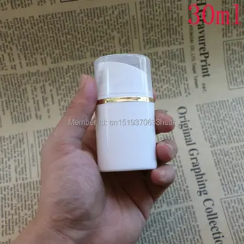 30ml 50ml 80ml gold edge clear lid makeup tools airless pump bottles plastic cosmetic containers for lotion 10pcs