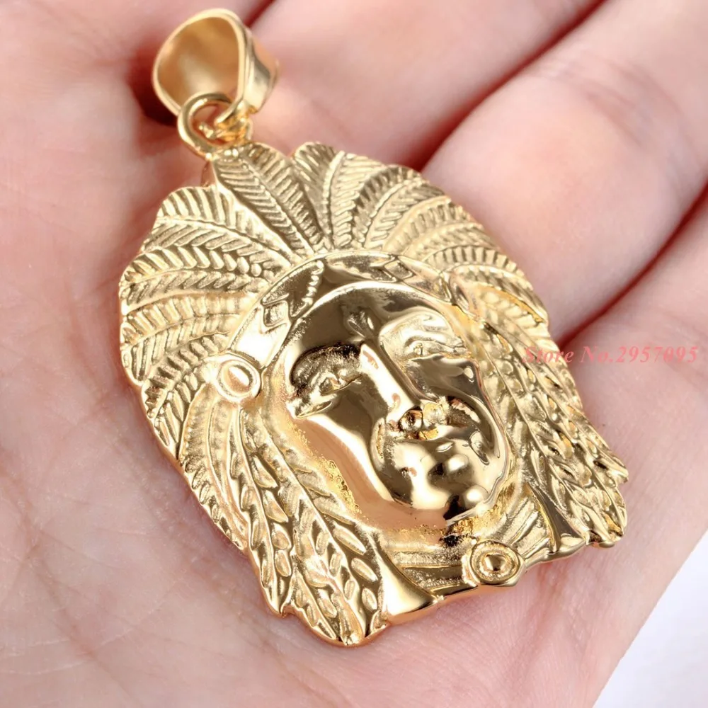 High Quality 316L Stainless Steel Gold Color Mens Pendant NecklaceFree 24\