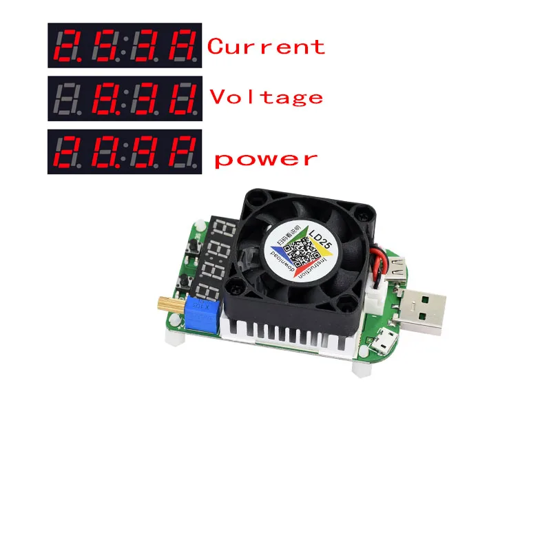 Adjustable variable resistance load, DC electronic load module instrument USB aging discharge test resistor