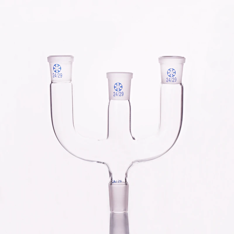 FAPE Three connection pipe, High borosilicate glass three joint pipe, Female 24/29, Male 24/29, Laboratory glassware