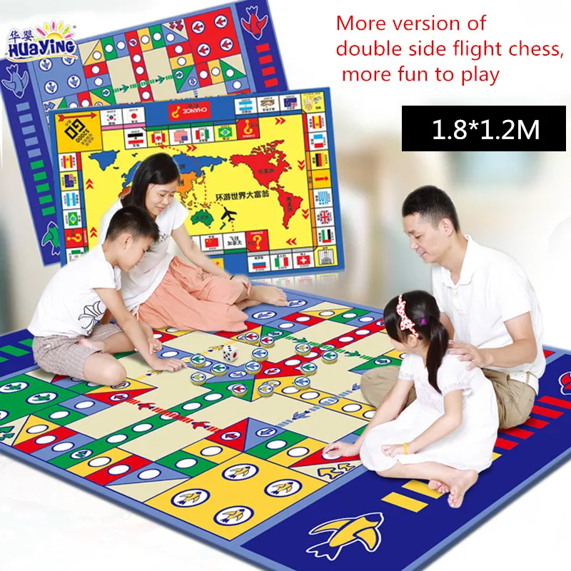 Babyspielzeug 180 * 120 * 0,5 cm Krabbelmatte Doppelte Oberfläche Babyteppich Teppich Entwicklungsspielzeug für Kinder Spielpad Flugschach