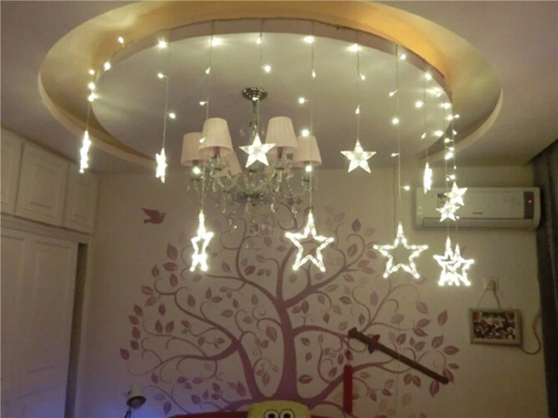 New 2.5M 110V 220V Strobe stars Led string Light Christmas Decoration Star Garland String fairy Light for Partys Wedding Holiday