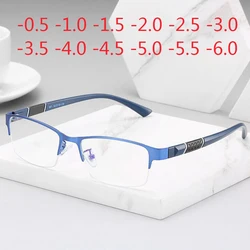 Prescription Eyeglasses Rectangle Half Frame Design Optical Glasses Myopia Resin Lenses Spectacles -0.5 -1 -1.5 -2 -2.5 -3 -5 -6