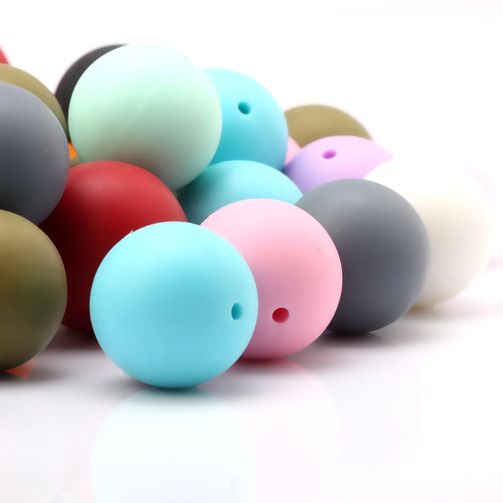 OlingArt 6pcs/Lot Teething Toys Silicone Round Beads 20mm Baby Toys Tooth DIY Silicone Teether Necklace Bead Jewelry Baby Care