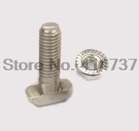 40sets 2020 Aluminium Profile T Bolt With Flange Nut Set,  M5x25 T Screw Bolt + M5 Flange nut, 3D Printer