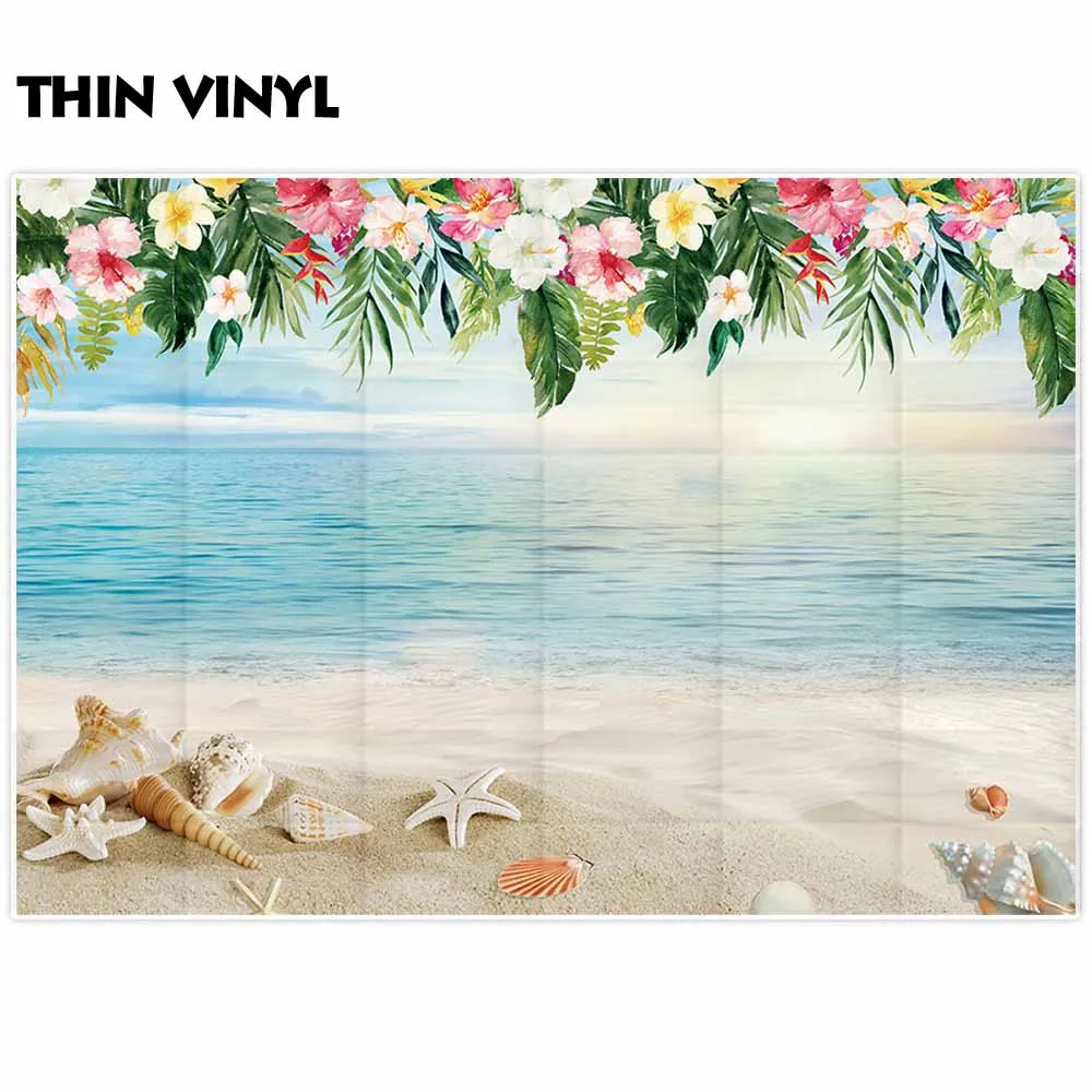 Allenjoy-fondos para estudio de fotografía de verano, playa, arena, estrella de mar, Concha, flor colorida, sesión fotográfica tropical