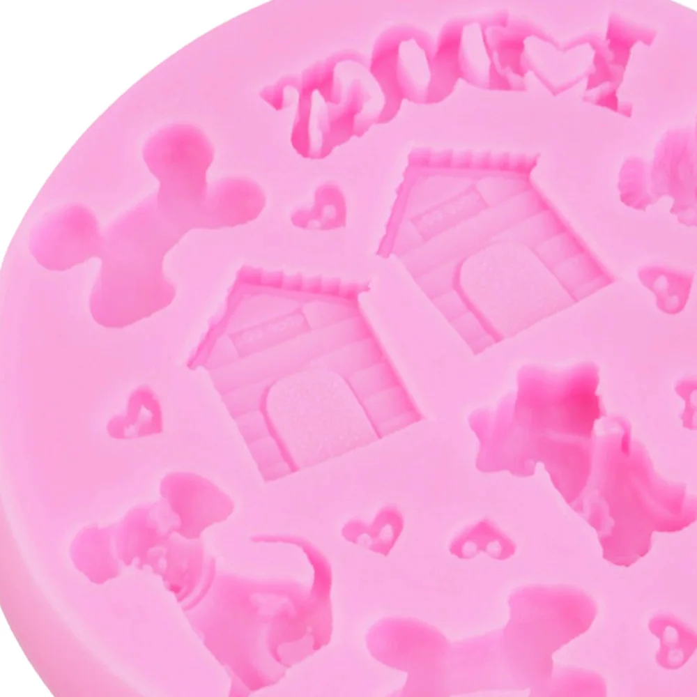 Byjunyeor M004 Puppy Bone Dog House UV Resin Silicone Mold Fondant Chocolate Candy Lollipop Crystal Epoxy Soft Clay Bake Tools