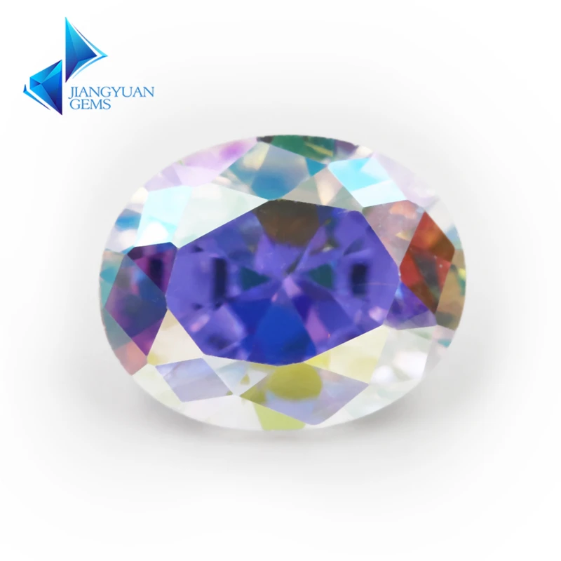 

Size 3x5mm~10x12mm 5A Oval Cut Plating AB Color Cubic Zirconia Stones Loose CZ Synthetic Gemstone for Jewelry Making