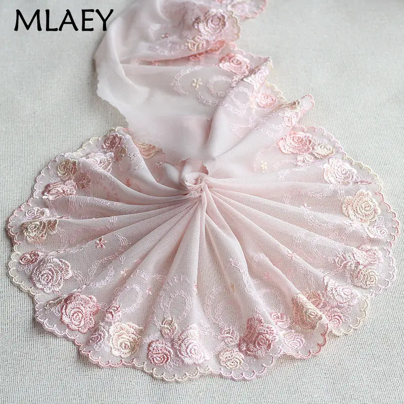 MLAEY 2y/lot Elastic stretch Lace Trim, Pink Lace Fabric ,Quality Lace Ribbon ,DIY Craft&Sewing Dress Clothing Accessor