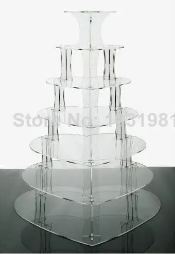 

Free shipping Exquisite clear 7 Tier Heart Acrylic Cupcake Stands Cup Cake Stand Cheerico Cupcake Stands decoration