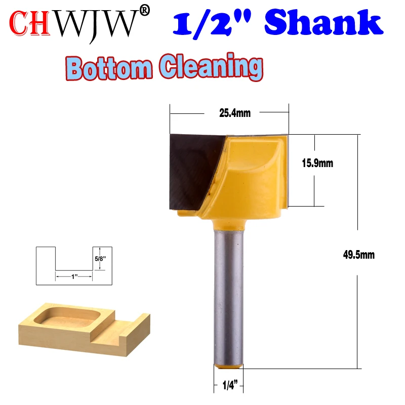 

1PC 1/4" Shank Bottom Cleaning Dado Router Bit 1" W X 5/8" H - CHWJW 60057