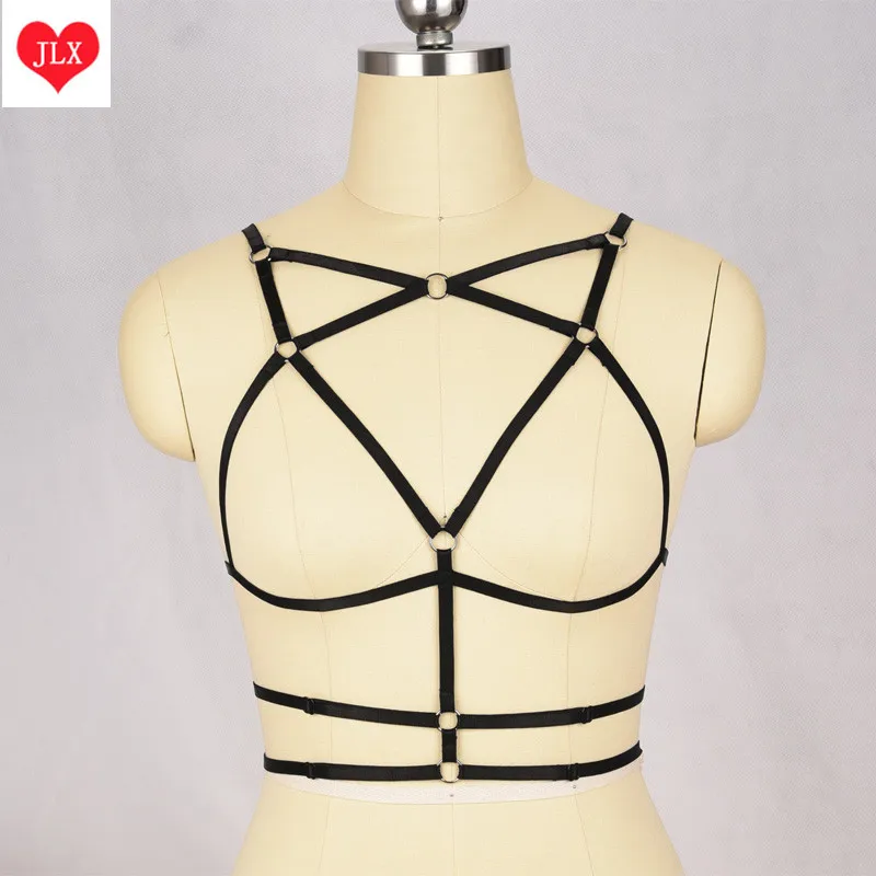 

Sexy black Cage Body Harness Top Goth lingerie Modern Witch Occult Moonchild bondage lingerie BDSM Fetish body harness cage bra