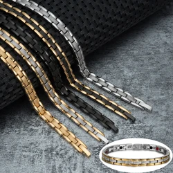 Vinterly Steel Magnetic Bracelet Women Gold-color Chain Germanium Energy Hologram Trendy Stainless Jewelry for Female Waterproof