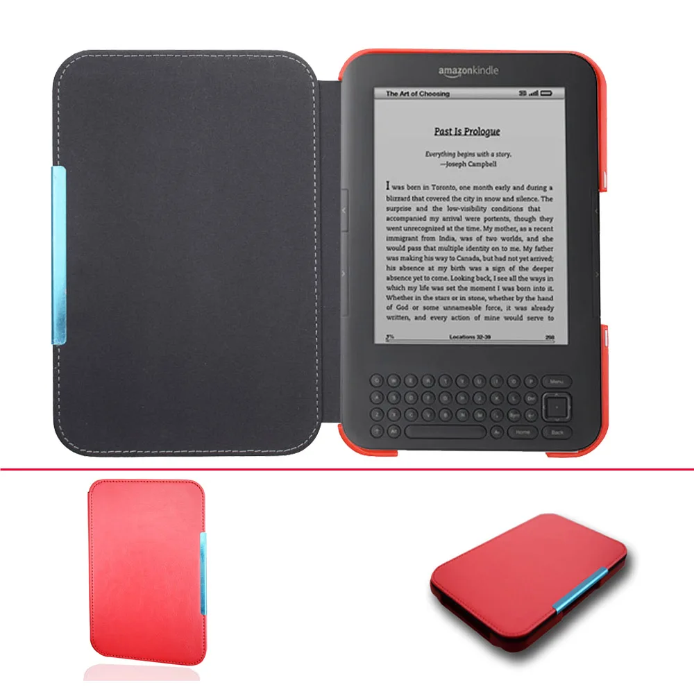 Funda de cuero ultradelgada para Amazon Kindle 3, cubierta magnética para teclado de tercera generación, Ereader Kindle3