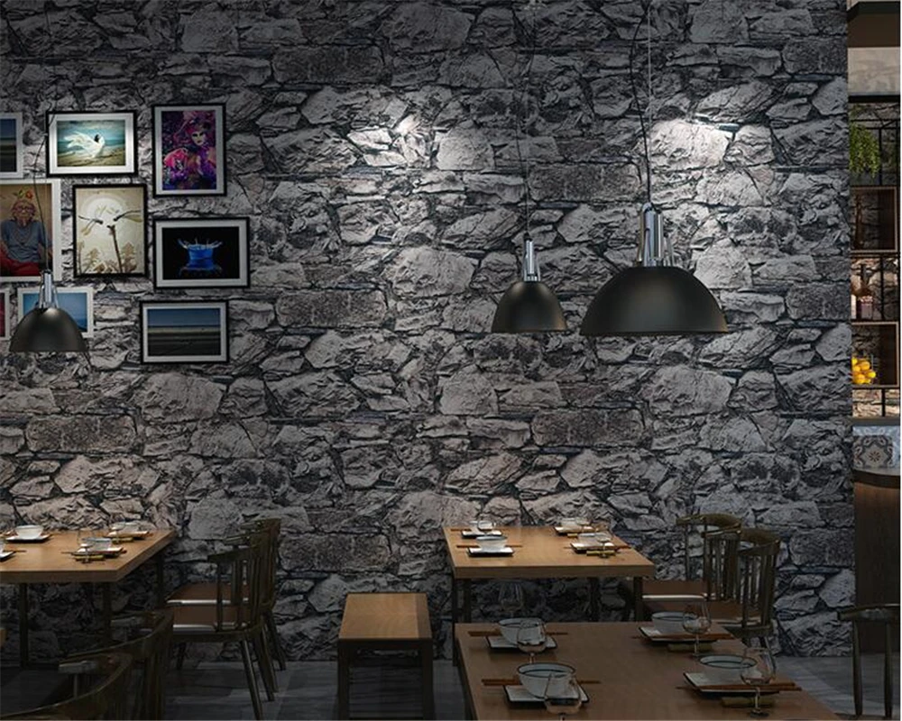 

beibehang Vintage old non-woven wallpaper 3d three-dimensional marble texture rock cafe restaurant papel de parede 3d wallpaper