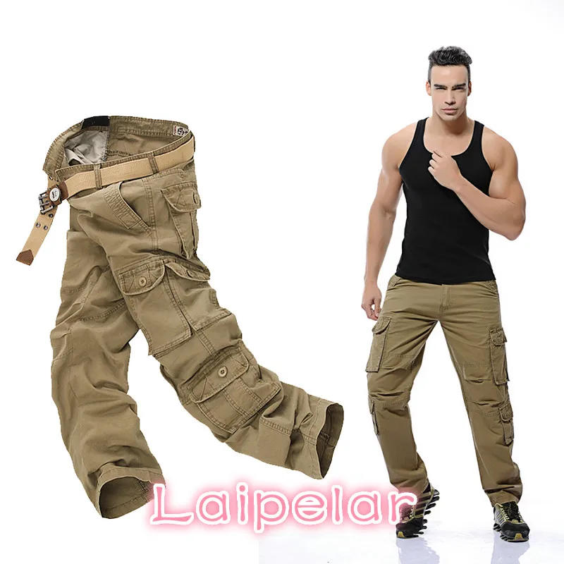 

New Mens Cargo Pants army green black big pockets decoration Casual easy wash trousers male spring &autumn pants size 28-46