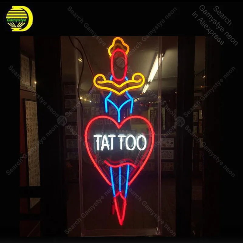 

Neon light Signs Tattoo Heart Shape Neon Bulb sign Lamp Handcraft Beer PUB display Custom neon Letrero Neons enseigne lumine