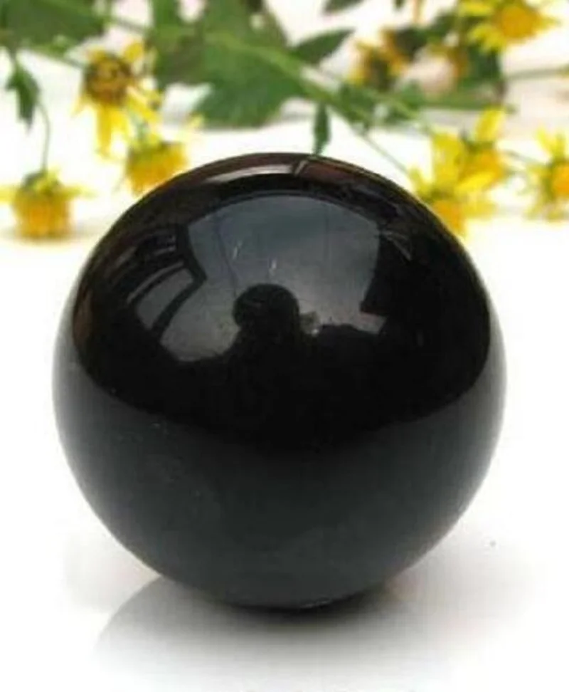 

80mm Romantic Black Crystal Shinning Ball Asian Rare Natural Black Obsidian Sphere Large Crystal Ball Healing Stone Home Decor