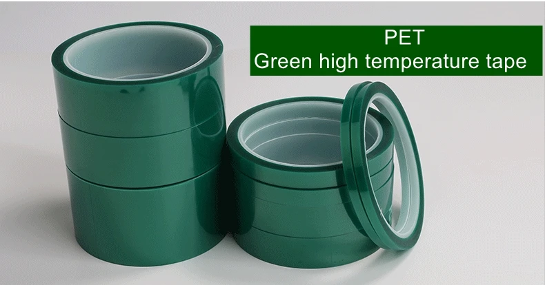 

5 Rolls Width 40mm x 33m PET green silicone film high temperature adhesive tape,Green Polyester Tape Powder Coating High Temp