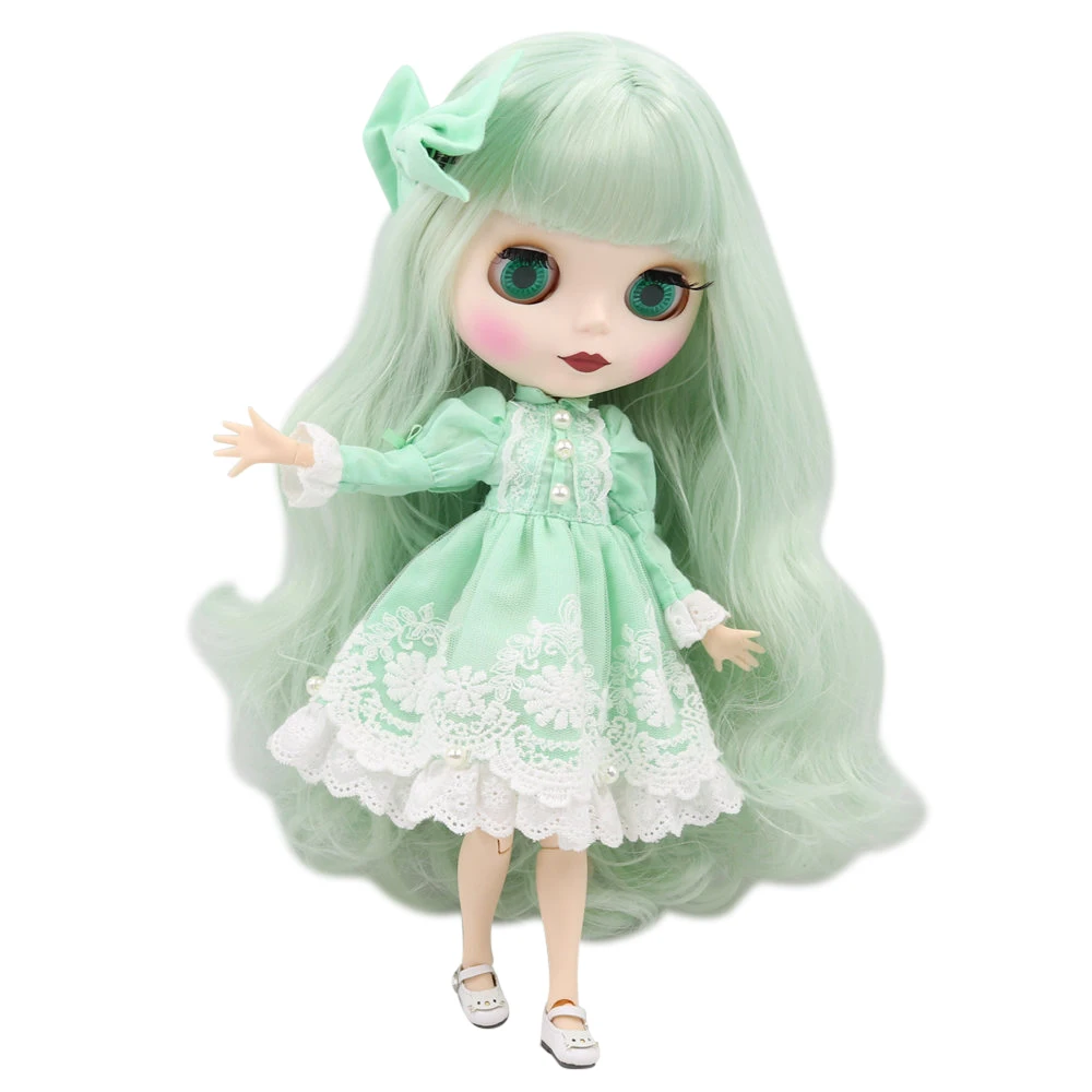 

ICY DBS Blyth doll white skin Matte face Joint body Green hair. No.BL4278