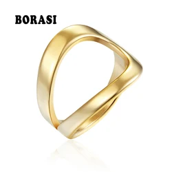 BORASI Simple Summer Water Drop Shape Ring Wire Wrap Surf Rings For Women Stainless Steel Jewelry Birthday Party Wedding Gifts