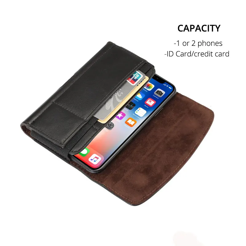 CHEZVOUS Universal Pouch Leather Case 4.8/5.2/5.5/6.5 inch for iPhone Samsung Huawei Xiaomi with Card Holder Belt Clip Holster