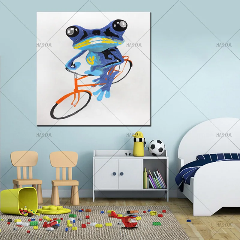 

Modern Abstract Oil Painting Animal wall Art Pictures Handpainted Colorful funny Frog on Canvas For Home Decoration wedding gift