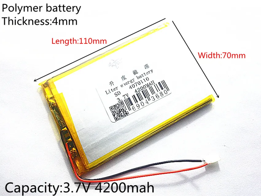 ขนาด 4070110 3.7 V 4200 mah แบตเตอรี่ลิเธียมโพลิเมอร์ป้องกันสำหรับ 7 นิ้วแท็บเล็ต PC Ainol Aurora