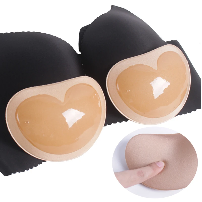 Sexy Bikini Push Up Padded Swimsuit Bikini Bust Thicker Breathable Sponge Bra Pad Invisible Paste Padding Silicone Swimwear