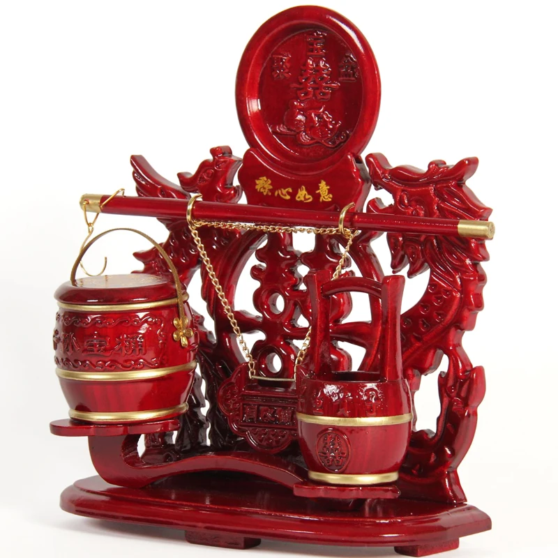 Oversized wedding gift Qing Zhai Gallery red Muzi sun three piece of wood barrel children treasure barrels of relief