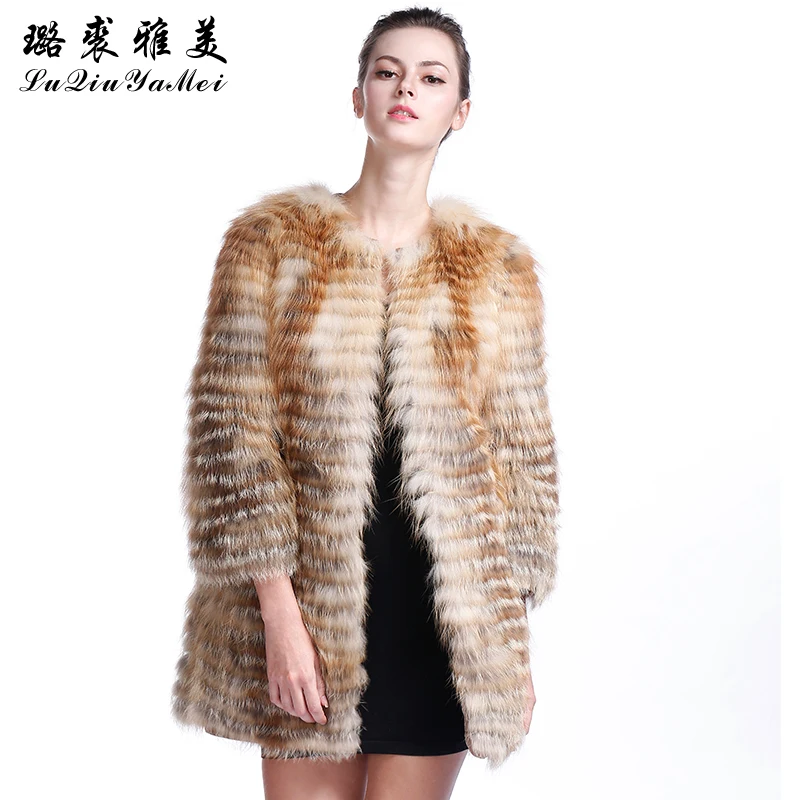 Women \'s Winter Real Fox Fur Coats Fashion Slim Fur Outerwear Natural Fox Fur Jacket for Women Coat of Fox Plus Size S-7XL