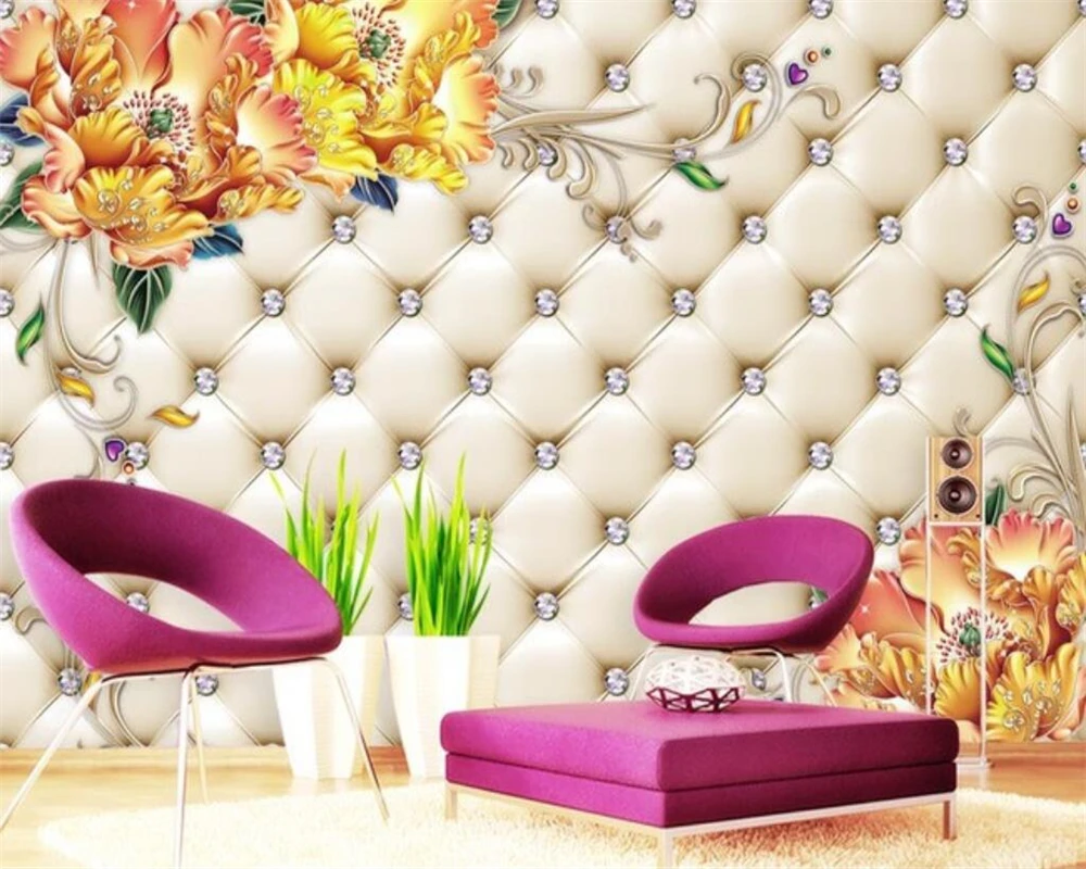 

Beibehang Custom Wallpaper Home Furnishings Frescoes Fancy 3D Soft Pack Diamond TV Wall Background Wall mural photo 3d wallpaper