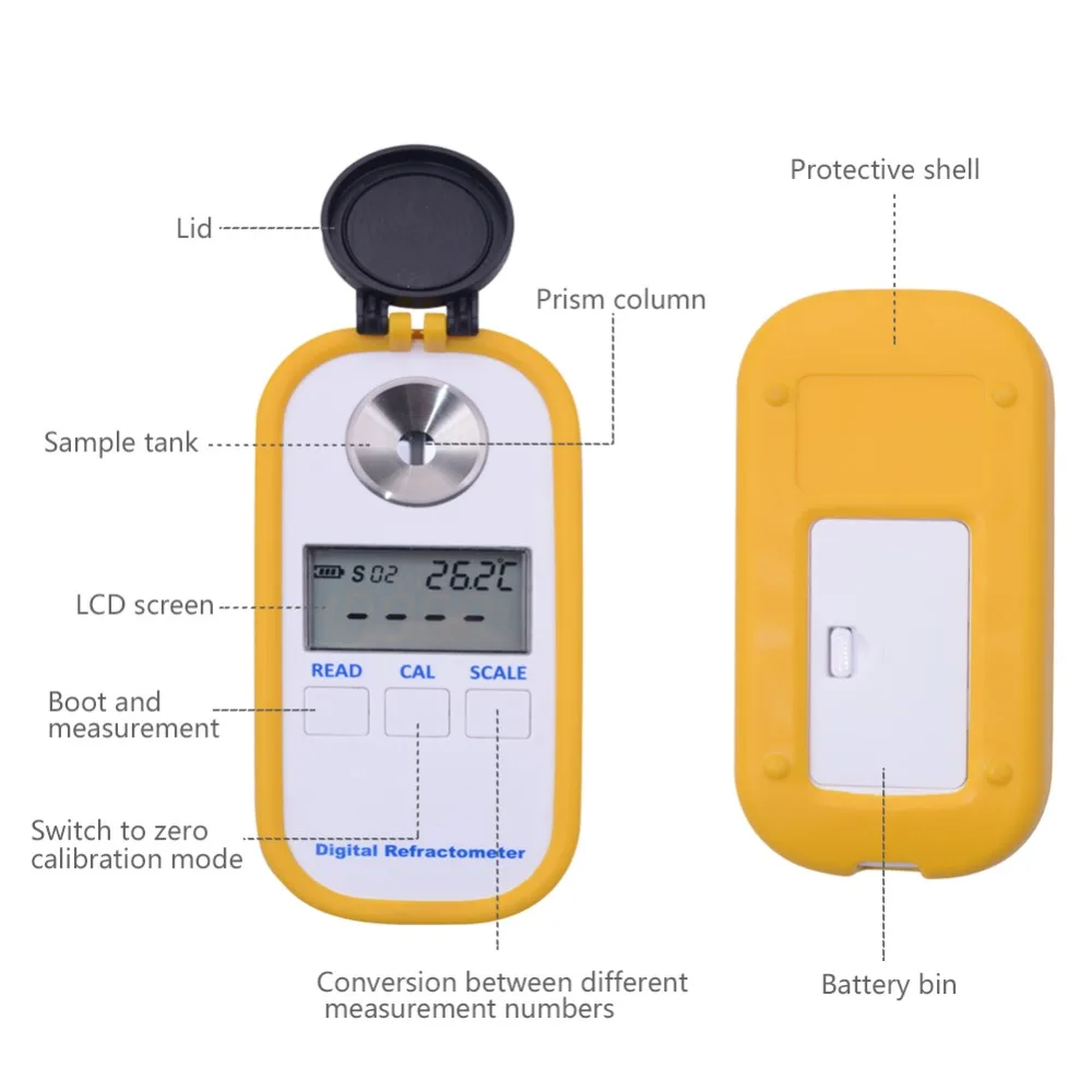 Brix-Réfractomcirculation électronique portable numérique, compteur de sucre de café, concentration de 0 à 50%, TDS