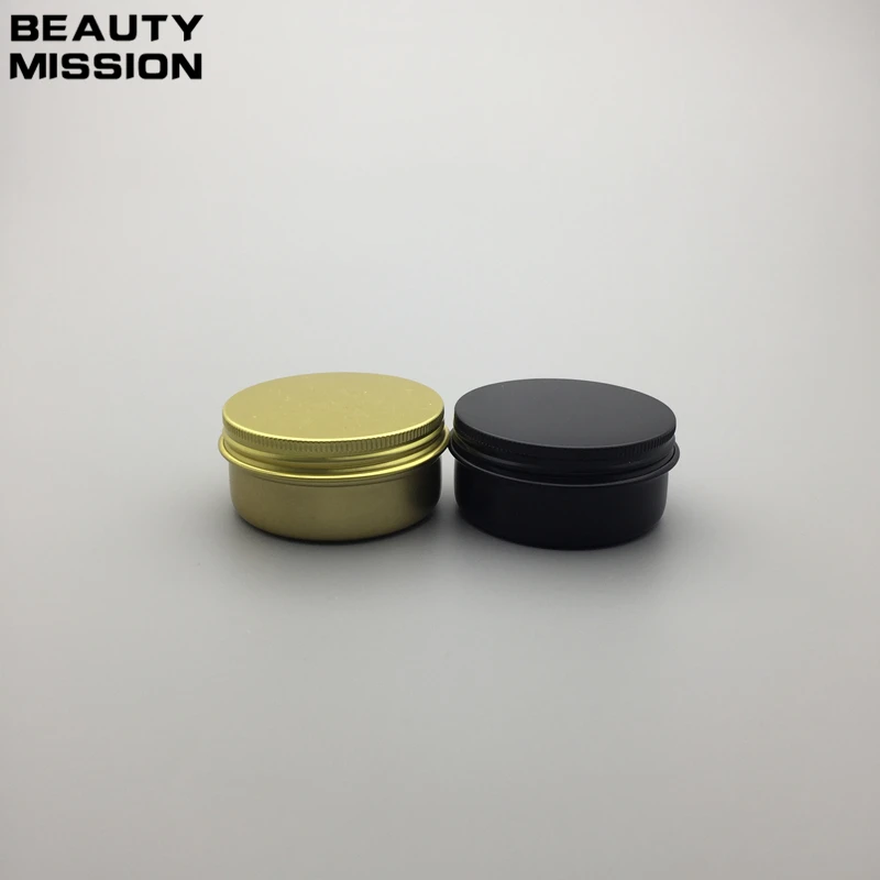 

50g gold/matte black empty aluminum ointment box 50ml aluminum cream jar cosmetic bottle with screw cap metal container pot