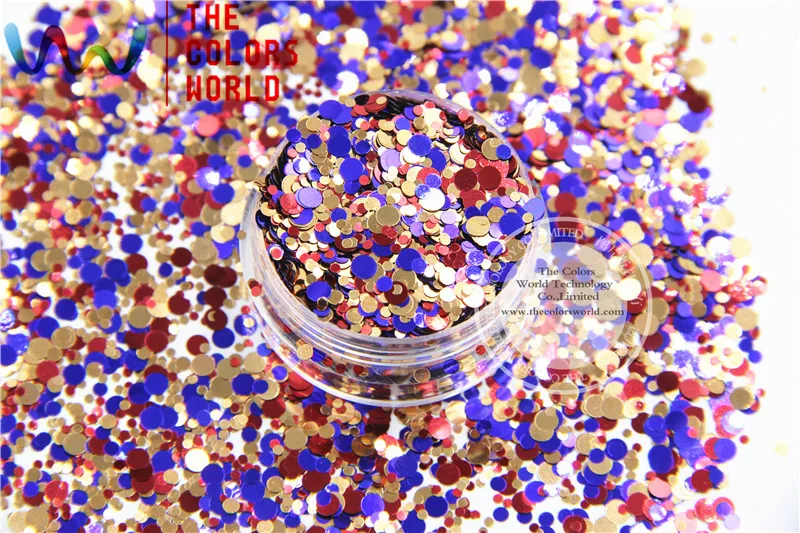 RM321-296 Mix Colors and Round Dot  shapes Metallic  luster Glitter for nail art  makeup and DIY decoration