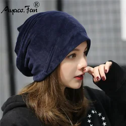 2019 Winter Hats for Woman Beanies Flannel Coverhead Cute Hat Girl Autumn Simple Beanie Caps Warmer Bonnet Ladies Casual Cap