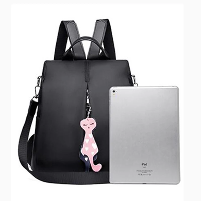 Yogodlns Frauen Rucksack Neue Mode Oxford Tasche Einfarbig Reise Rucksack Damen Kleinen Rucksack Mit Katze Anhänger – Detail 27