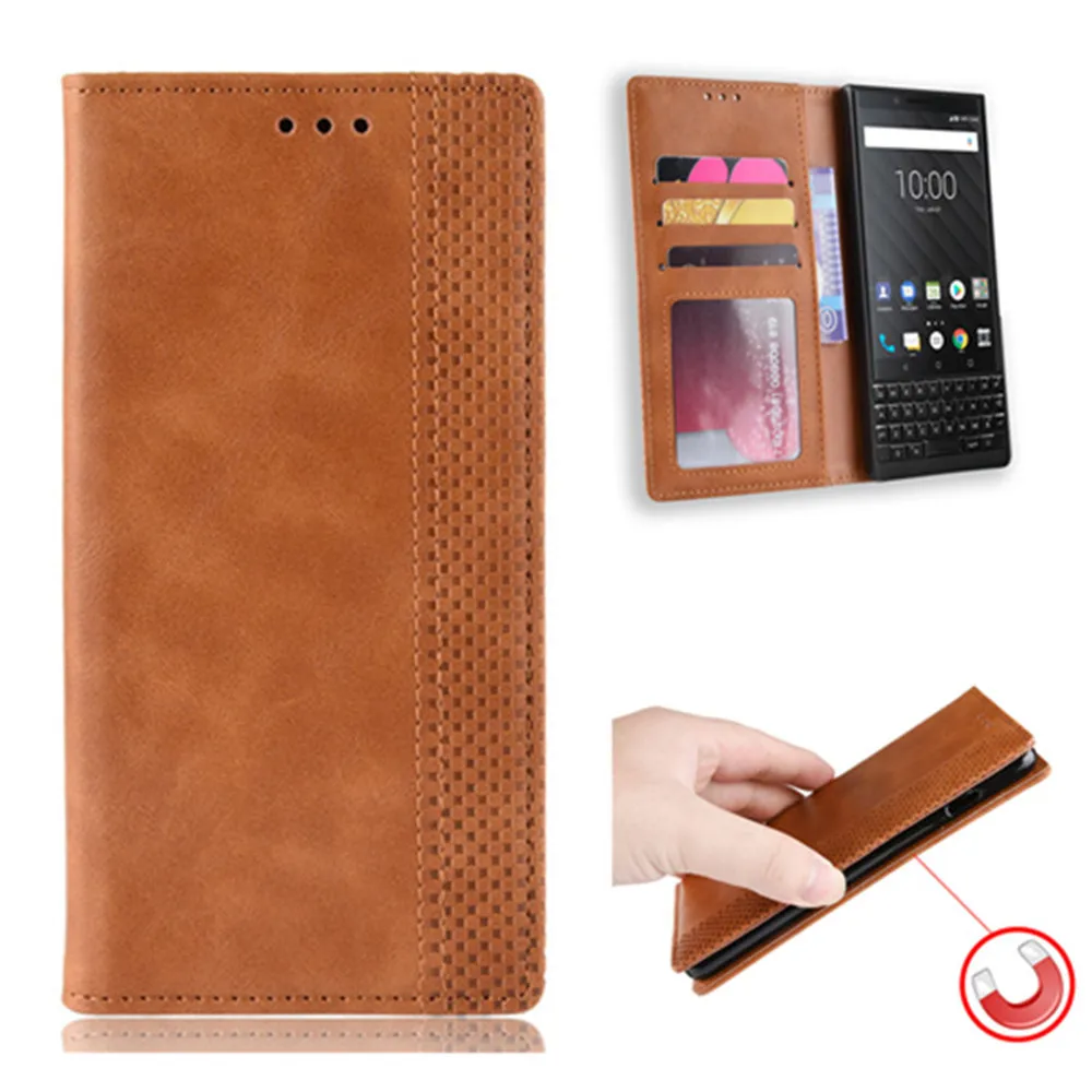 Funda de cuero PU para BlackBerry Key 2, billetera de lujo, funda de adsorción magnética para BlackBerry Key2, BBF100-1, bolsas de teléfono BBF100-2