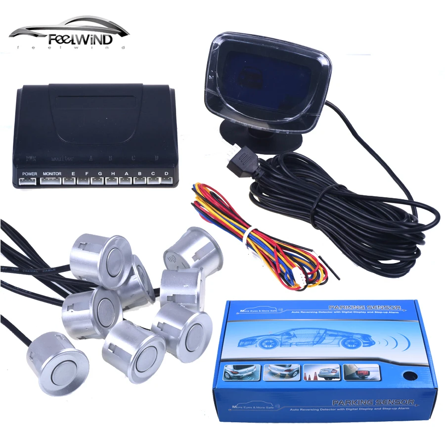 Car Parking Sensor Reverse Backup Radar LCD Display 12V 8 Sensors 22mm voice Auto Detector System Kit for All Cars