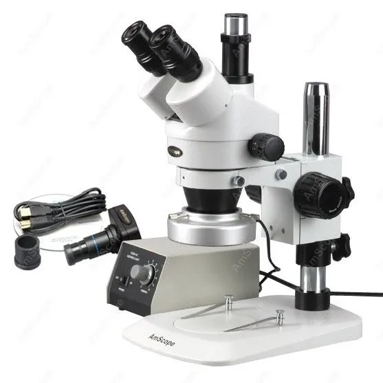 Stereo Zoom Microscope--AmScope Supplies 3.5X-90X Stereo Zoom Microscope w Aluminum 80-LED Light + 8MP Camera