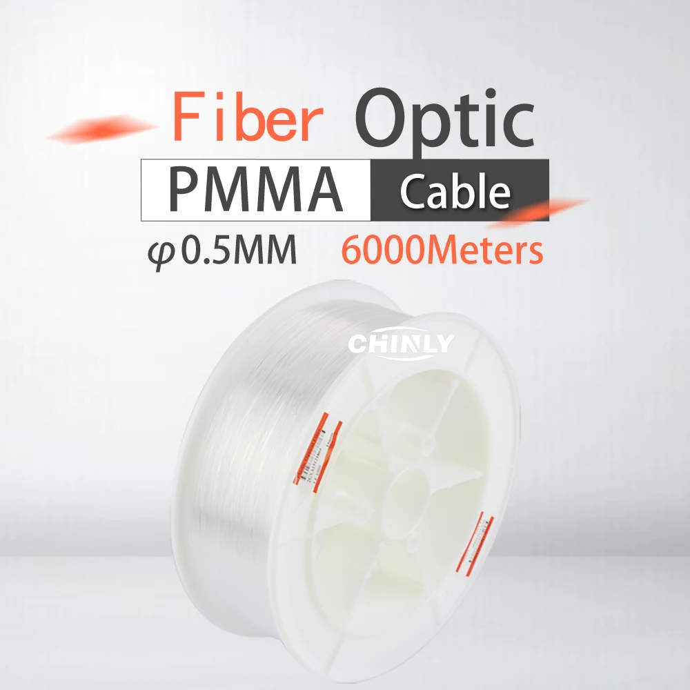 6000 M/Roll Fibra Ottica di Alta Qualità 0.5 Millimetri Pmma Plastica Fine Bagliore Fibra Ottica Cavo Della Luce per Il Soffitto decorazione di Illuminazione