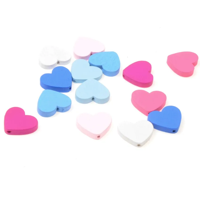 MIAOCHI DIY 30Pcs/Lot Love Heart Spacer Wooden Beads For Jewelry Makeing Baby Toys Pacifier Clip Crafts Wood Bead 24*21mm