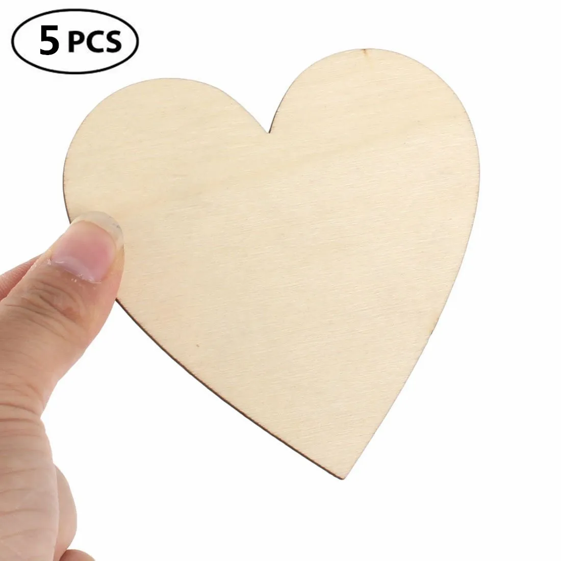 5pcs 100mm 4inch Big Size Blank Heart Wood Pieces Unfinished Round Corner Square Wooden Cutouts for DIY Arts Craft Project