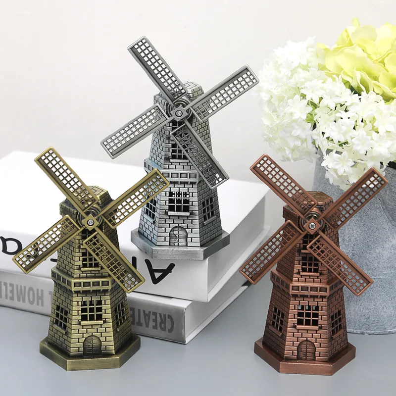 2018 New Creative Windmill Model Decoration Home Bedroom Living Room Desk Decoration Zinc Alloy Crafts Desktop Hot Sale Ornament