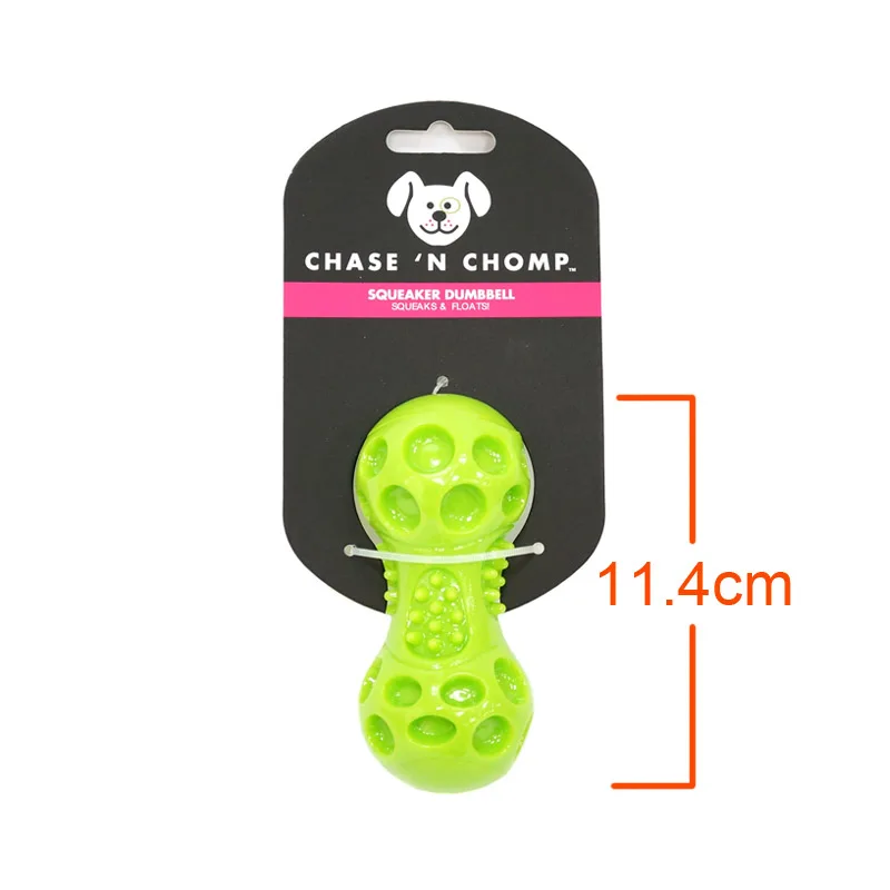 CAITEC Dog Toys Squeaking Dumbbell Durable Floatable Springy Great for Tossing and Chasing 2 Sizes Bite Resistant Toy