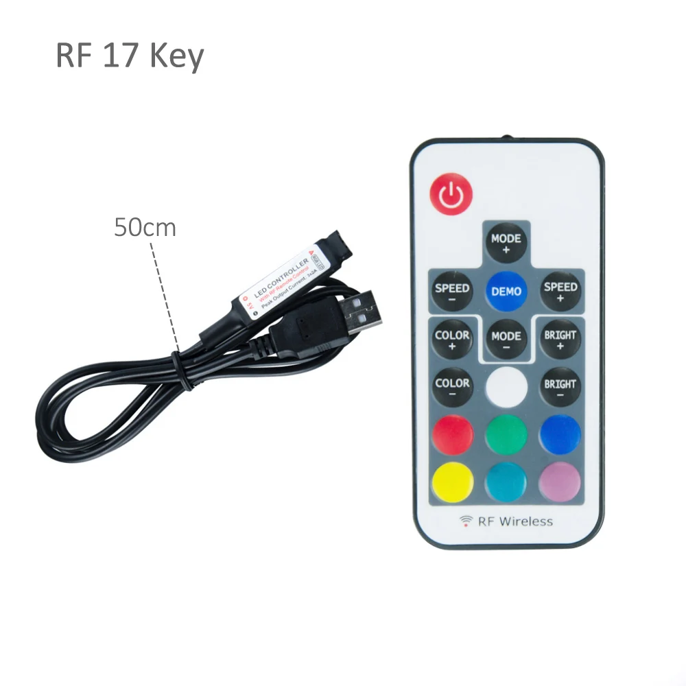 USB LED Controller 5V Mini 3 17 44 24 Key IR RF RGB Remote Wireless Controller Infrared for 5050 3528 RGB LED Strip Light